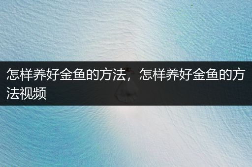 怎樣養(yǎng)好金魚的方法，怎樣養(yǎng)好金魚的方法視頻