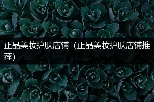 正品美妝護膚店鋪（正品美妝護膚店鋪推薦）